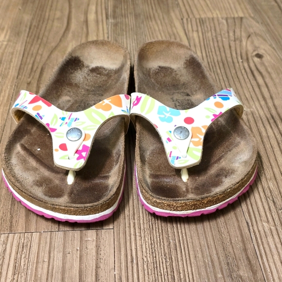 Birkenstock Birki's Floral Flip Flop Sandals Sz 7 - Picture 1 of 7
